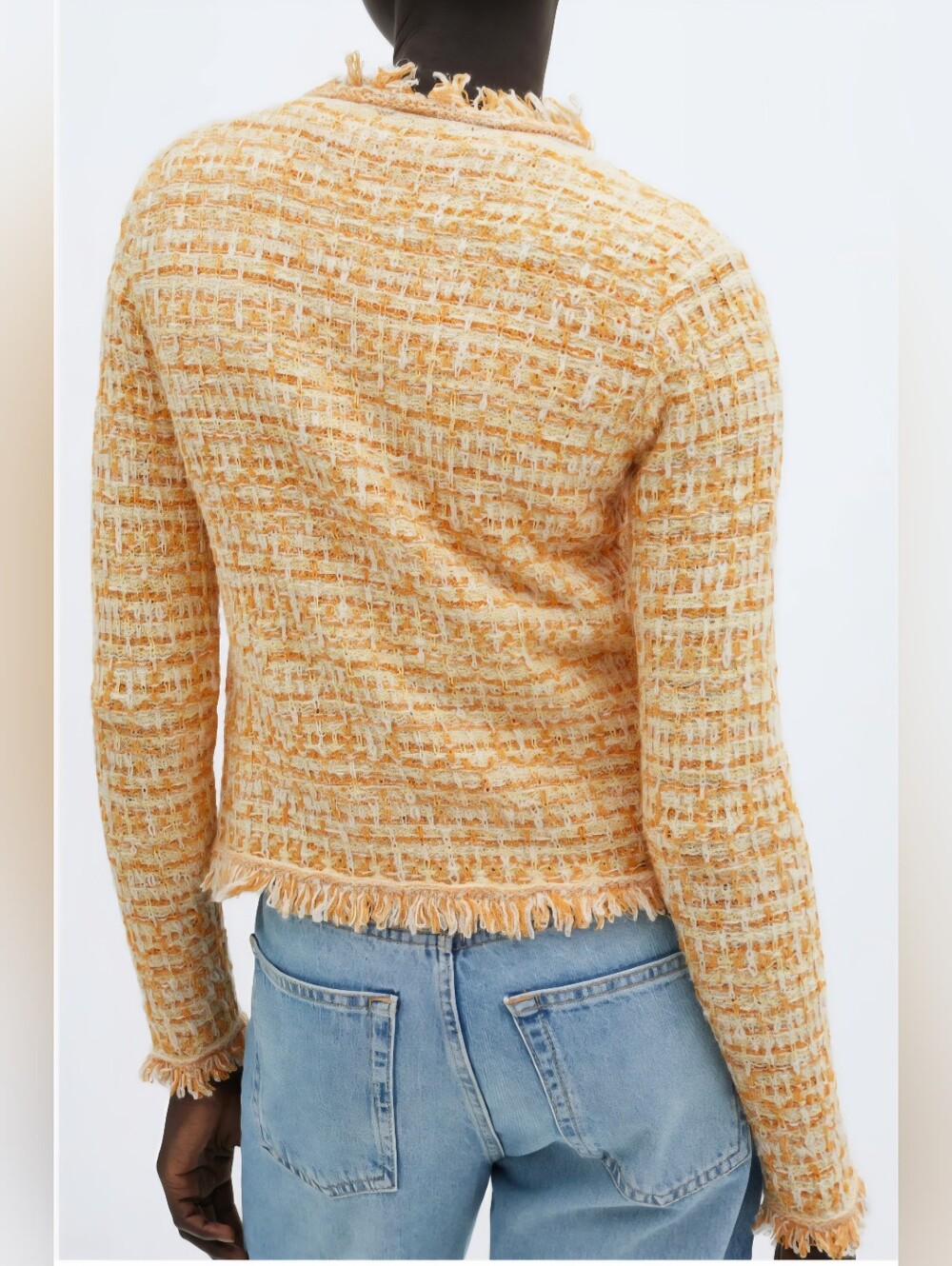 MNG MANGO | Textured Yellow Tweed Fringe Jacket - Picture 2 of 10